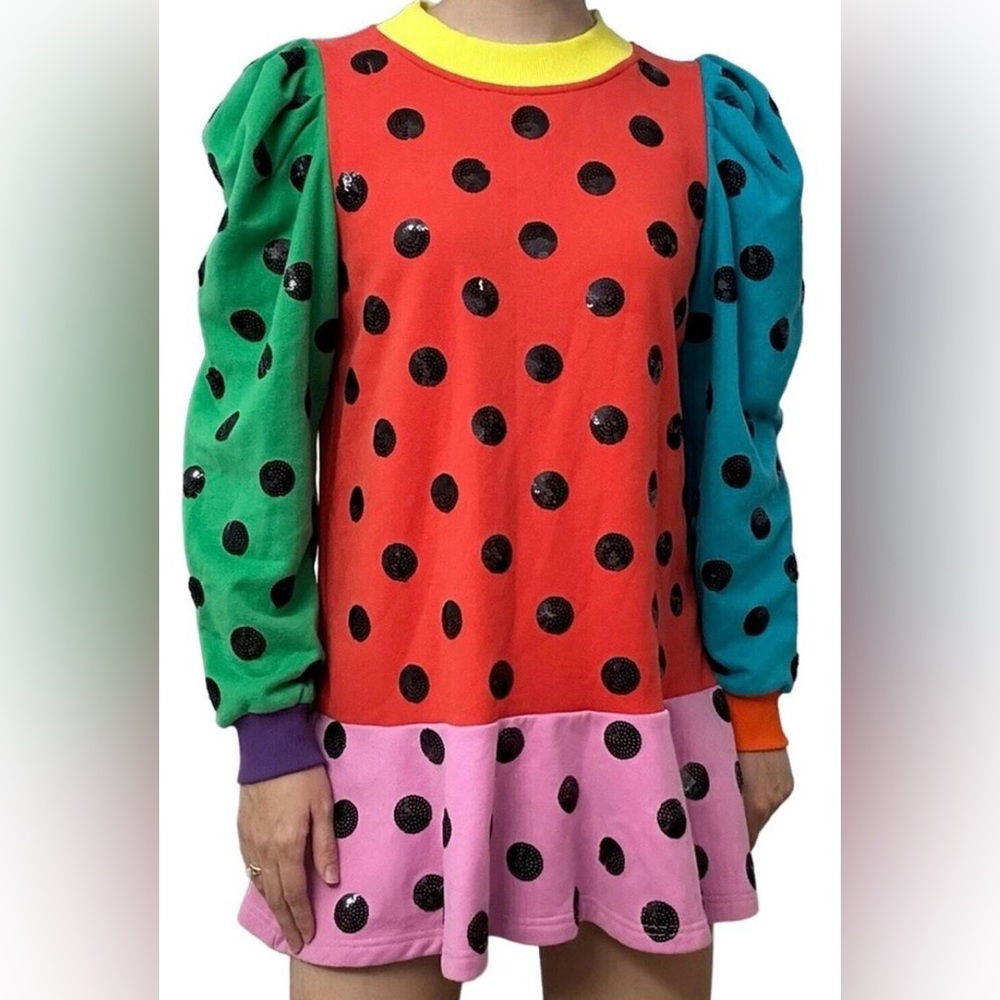 Queen of Sparkles - Sequin Polka Dot Colorblock Dress